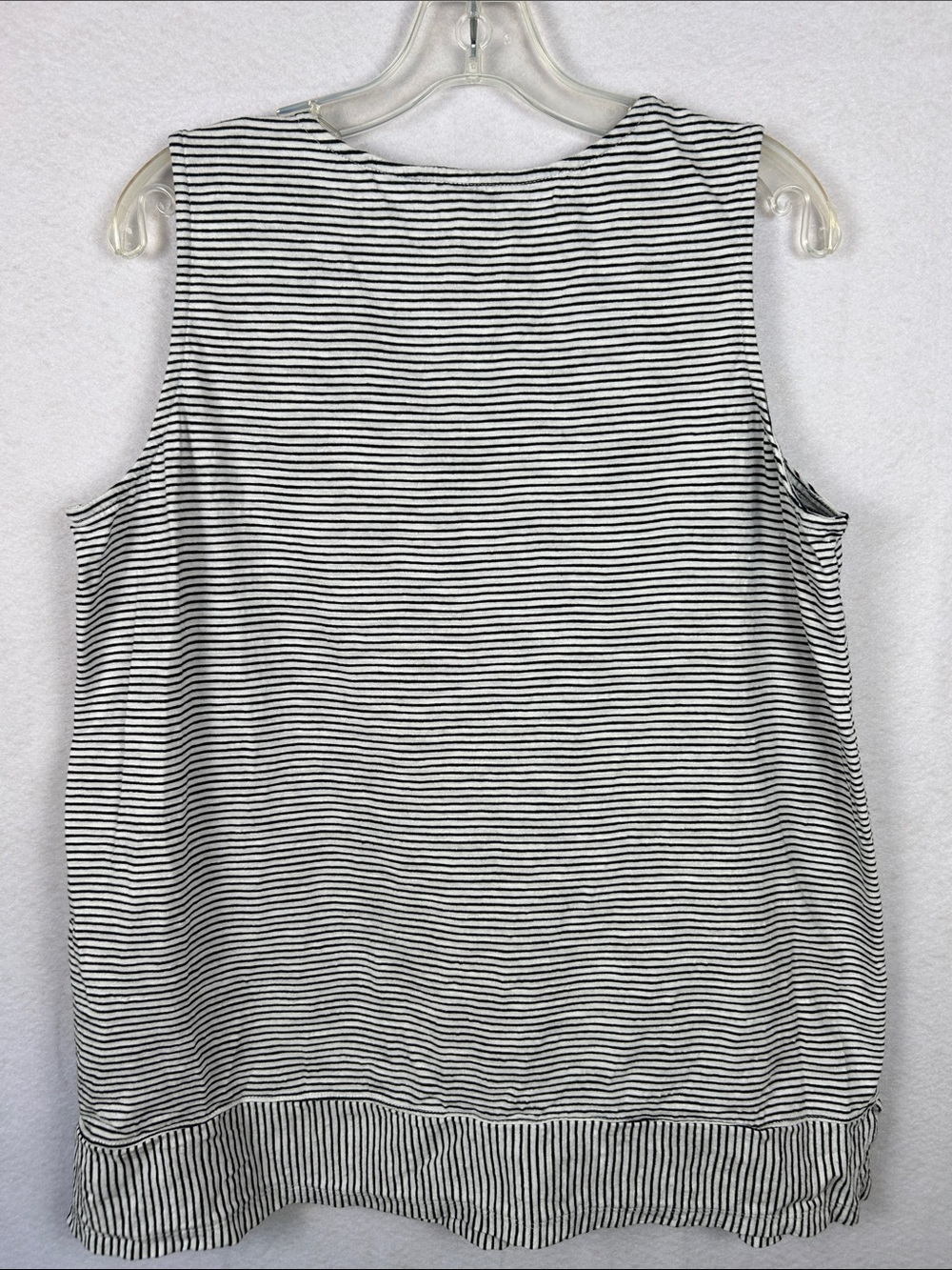 Lands End Womens Striped Sleeveless Tank Top Casual Cotton Split Hem XL - Picture 6 of 7
